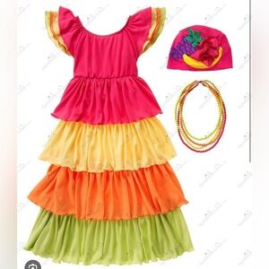 Gymboree Samba Dancer Costume Dress Turban Hat Spain Spanish Flamenco dress up